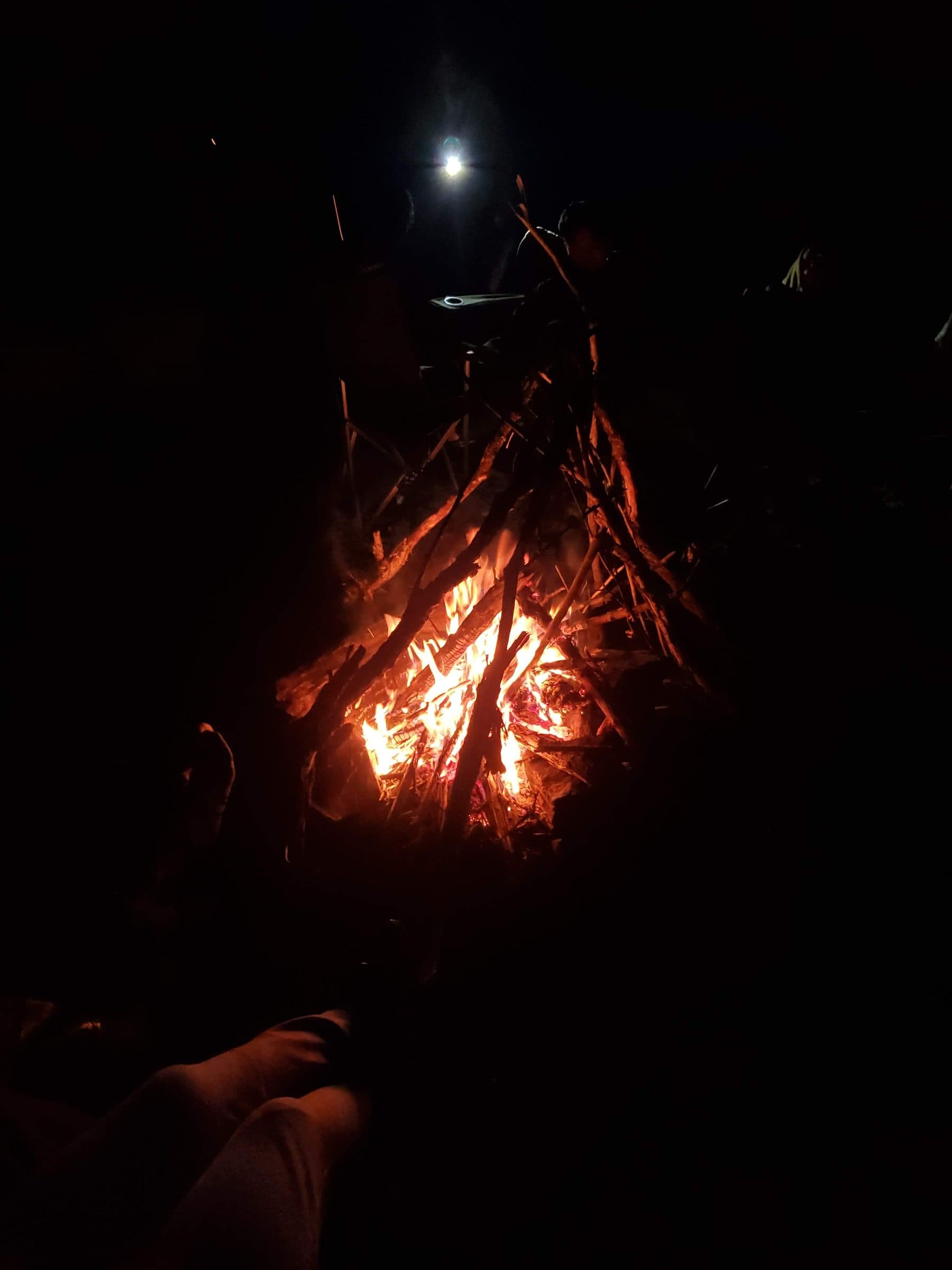Camp fire, somewhere off the road.